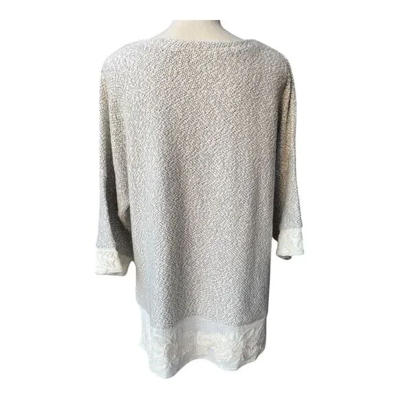 Soft Surroundings Sweater Pullover Size Petites XL White Black Embroidery Accent - Picture 5 of 6